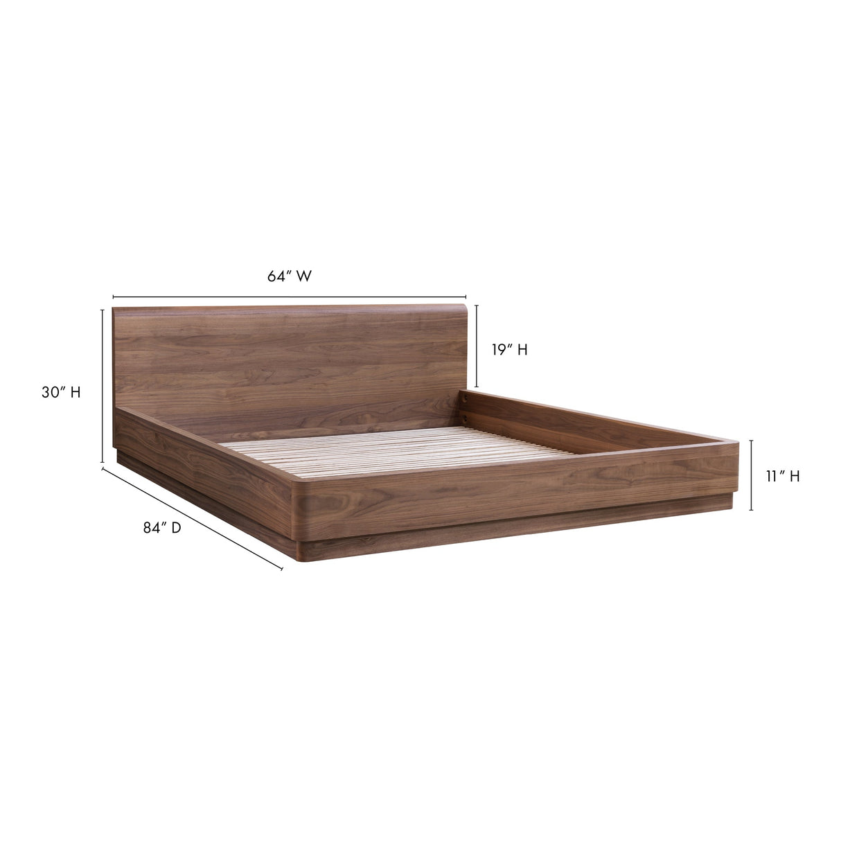 Round Off Walnut Brown Queen Bed by Moe's Home at Eve Furniture