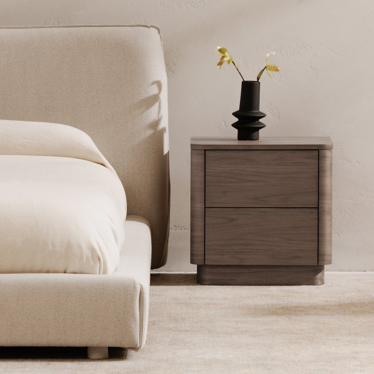 Round Off Walnut Brown Tall Nightstand by Moe's Home at Eve Furniture