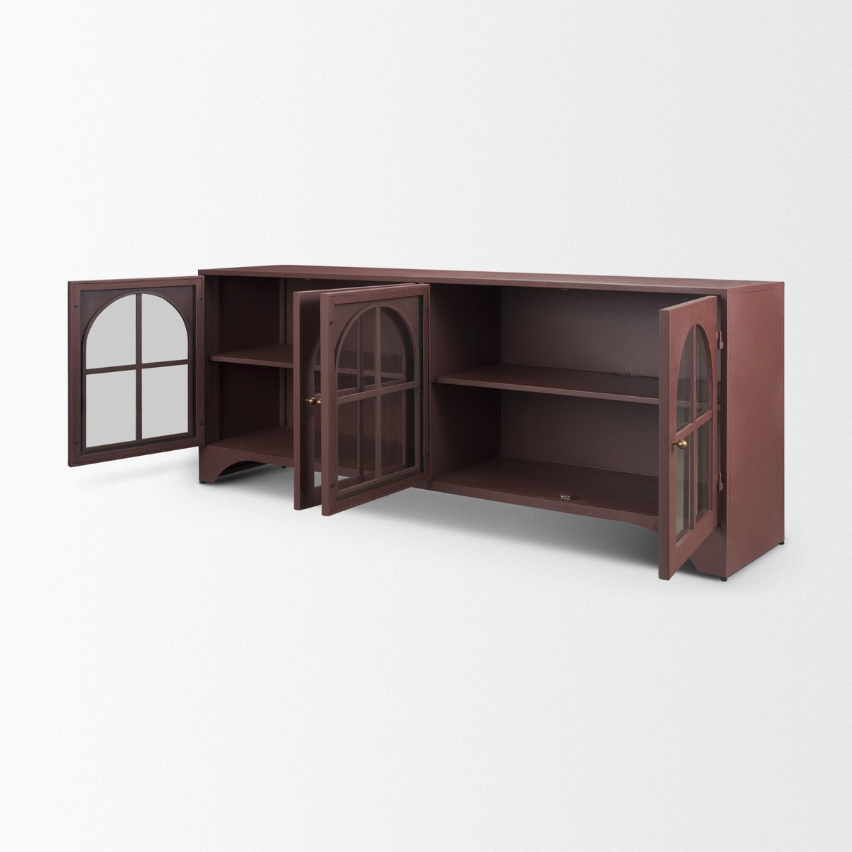 Rousseau 4 Door Closed Sideboard | Arched Glass | Burgundy Metal by Mercana at Eve Furniture