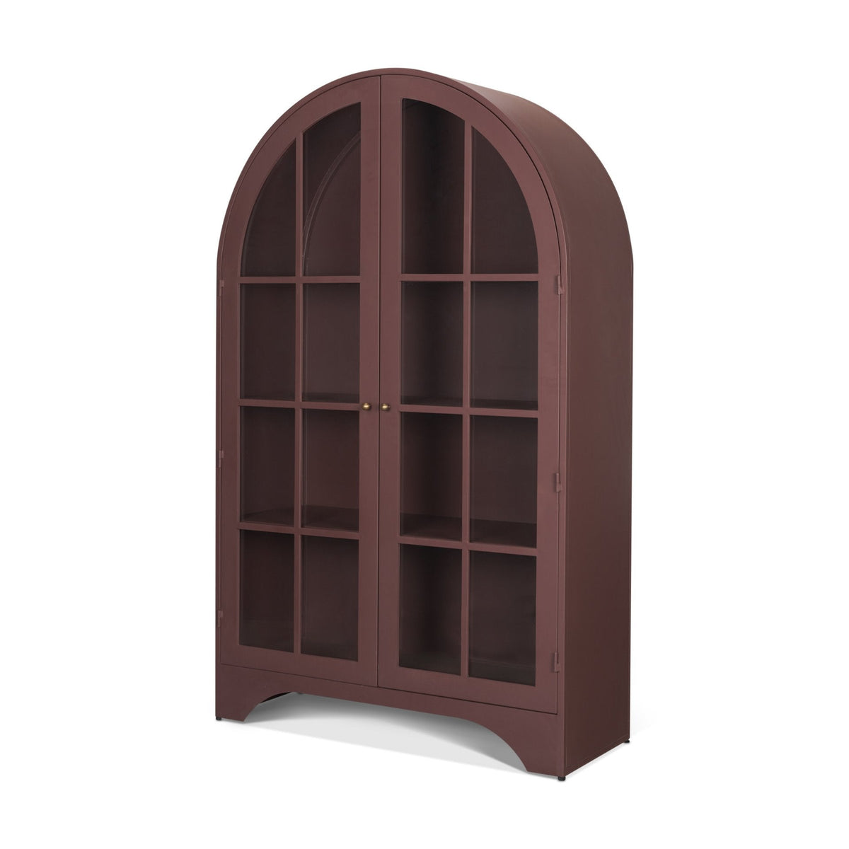 Rousseau Arched Curio Cabinet w/ Glass Doors | Burgundy Metal by Mercana at Eve Furniture