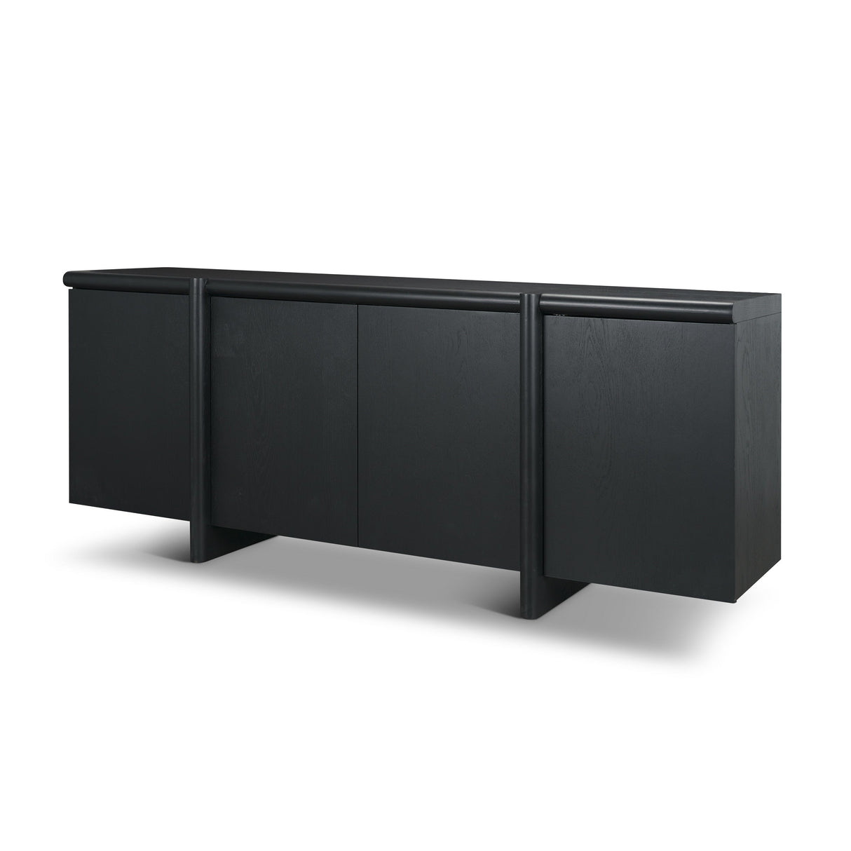 Rowan Black Oak Wood Closed 4 Door Sideboard by Mercana at Eve Furniture