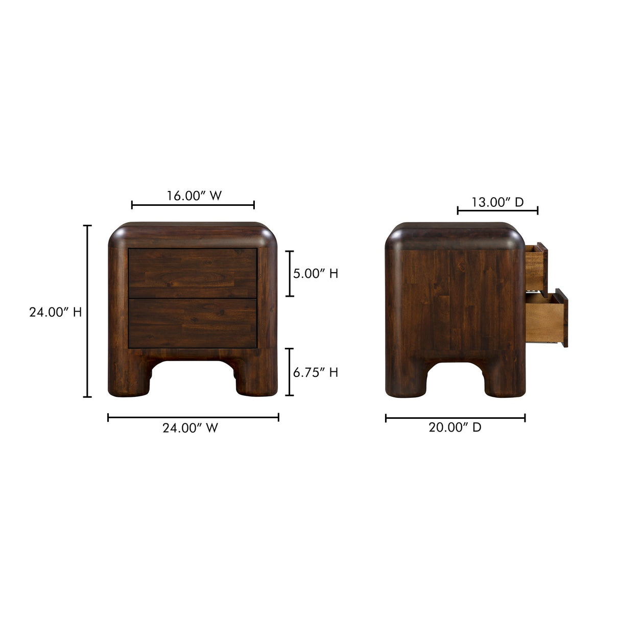 Rowan Dark Brown Nightstand by Moe's Home at Eve Furniture