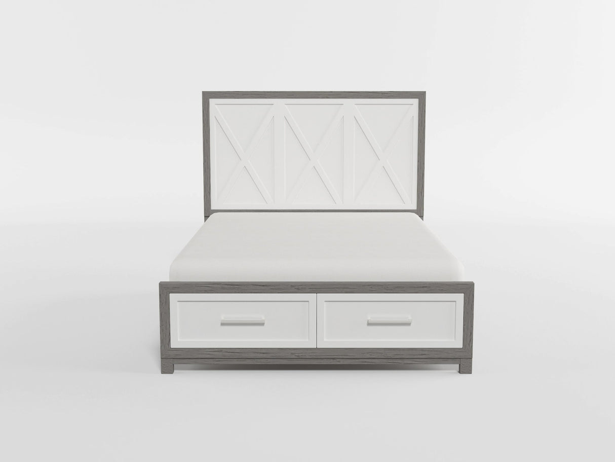 Rowan Ivory/Gray California King Platform Bed with Footboard Storage by Homelegance at Eve Furniture