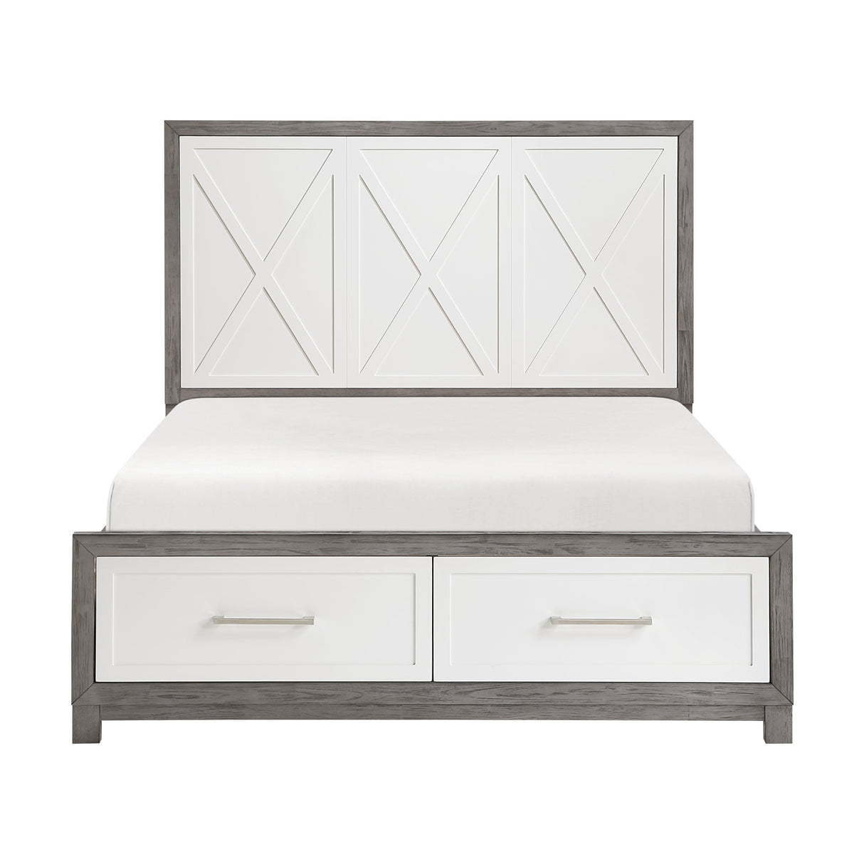 Rowan Ivory/Gray Youth Platform Bedroom Set with Footboard Storage by Homelegance at Eve Furniture