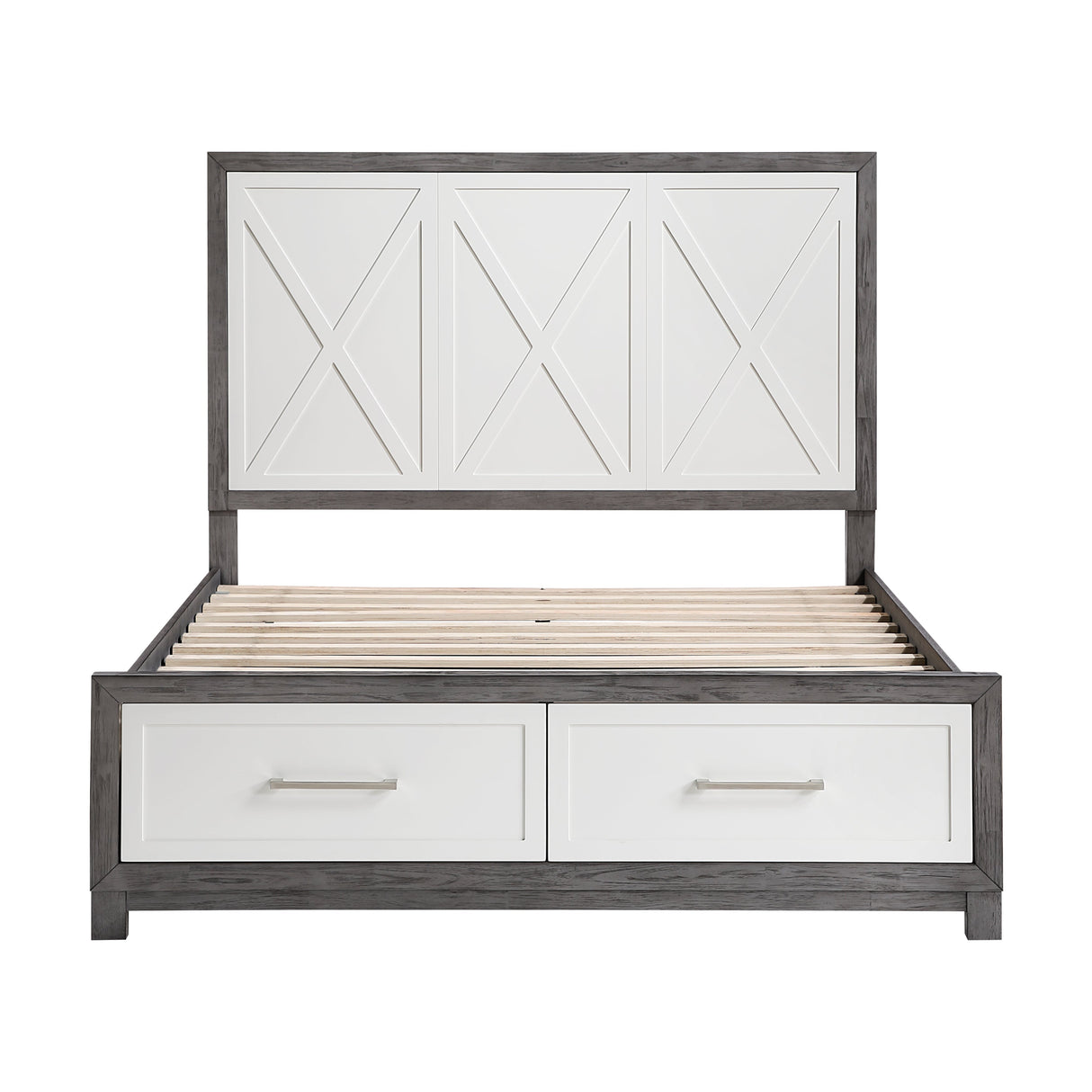 Rowan Ivory/Gray Youth Platform Bedroom Set with Footboard Storage by Homelegance at Eve Furniture