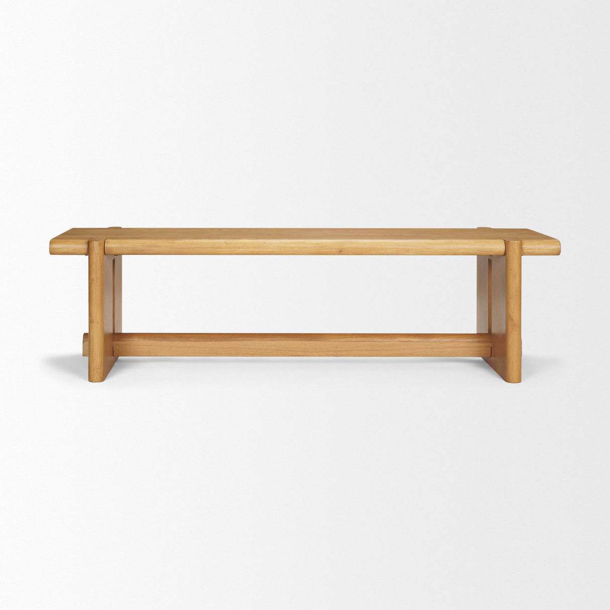 Rowan Light Brown Oak Wood Bench by Mercana at Eve Furniture