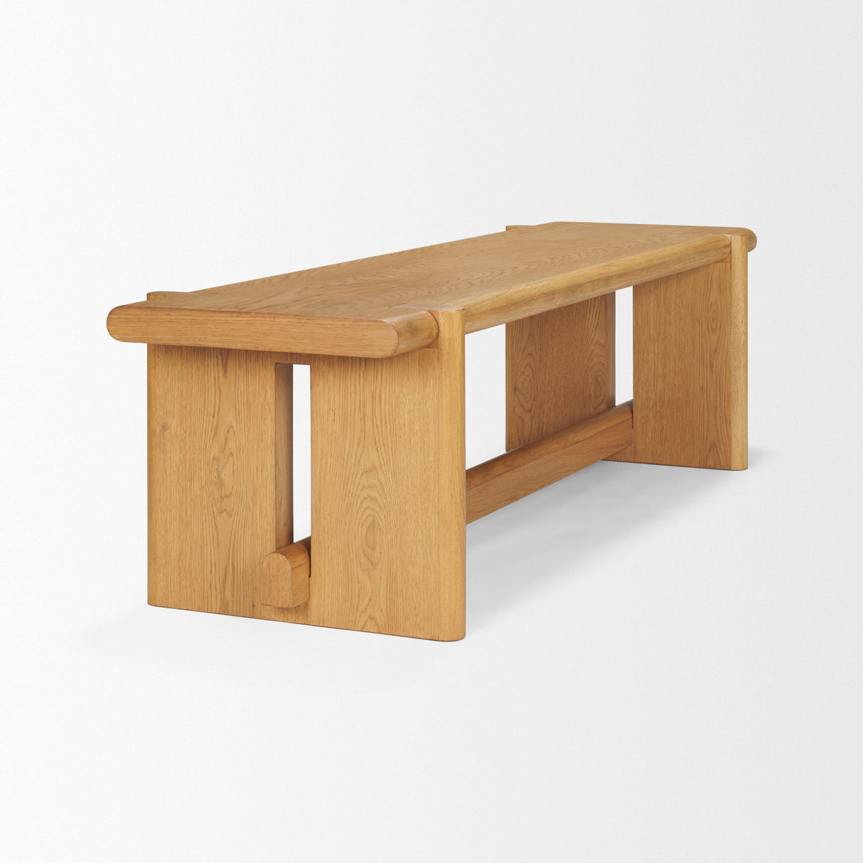 Rowan Light Brown Oak Wood Bench by Mercana at Eve Furniture