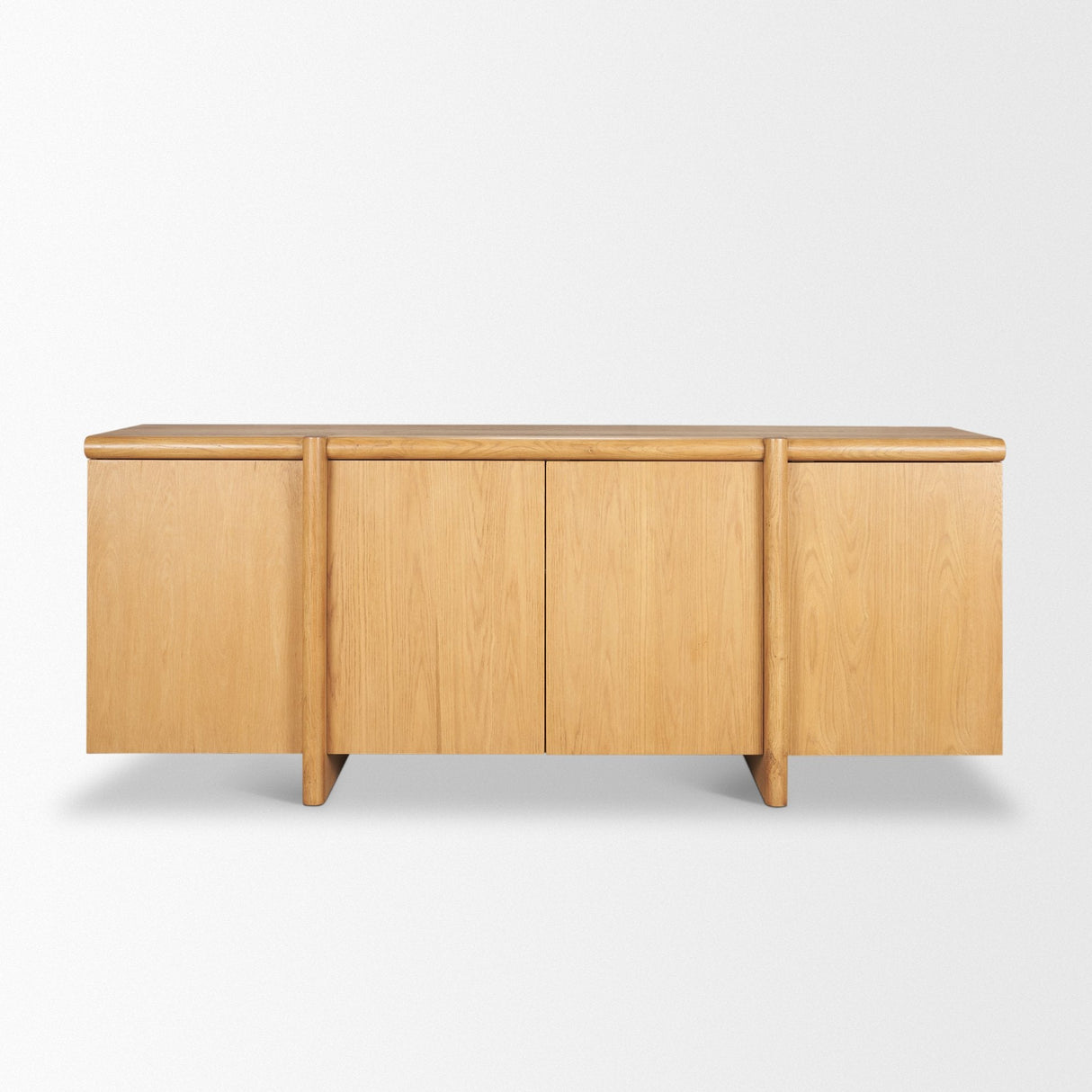 Rowan Light Brown Oak Wood Closed 4 Door Sideboard by Mercana at Eve Furniture
