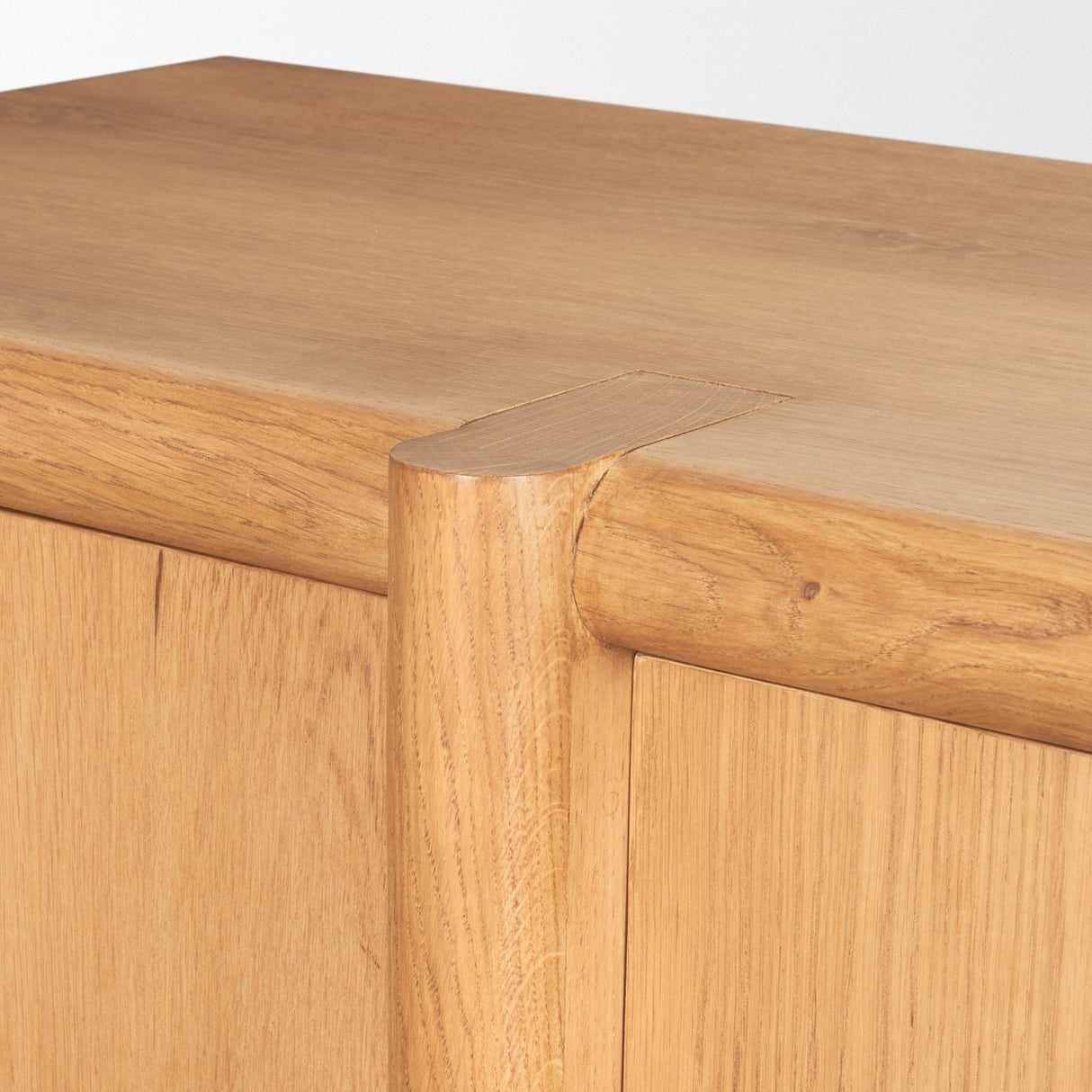 Rowan Light Brown Oak Wood Closed 4 Door Sideboard by Mercana at Eve Furniture