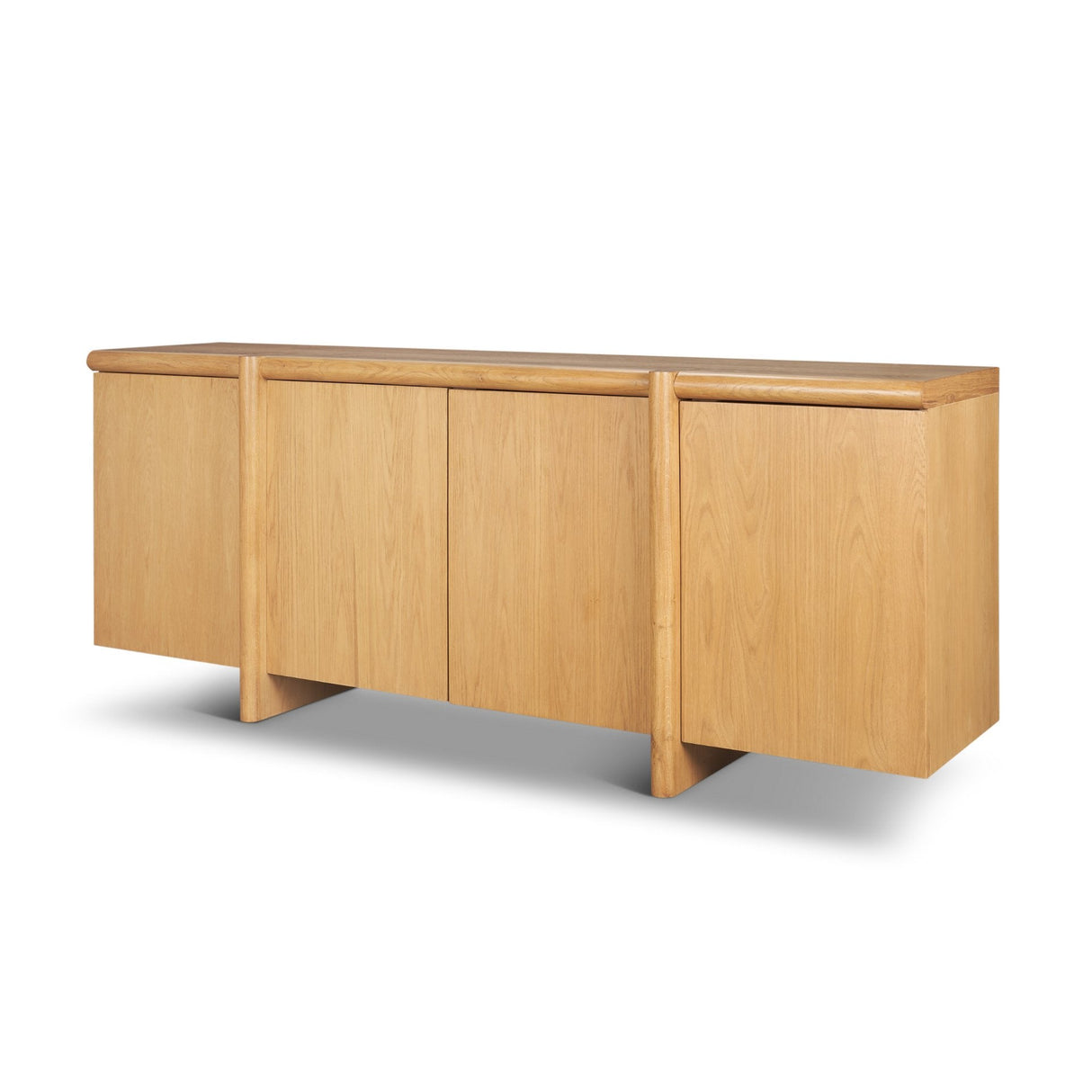 Rowan Light Brown Oak Wood Closed 4 Door Sideboard by Mercana at Eve Furniture