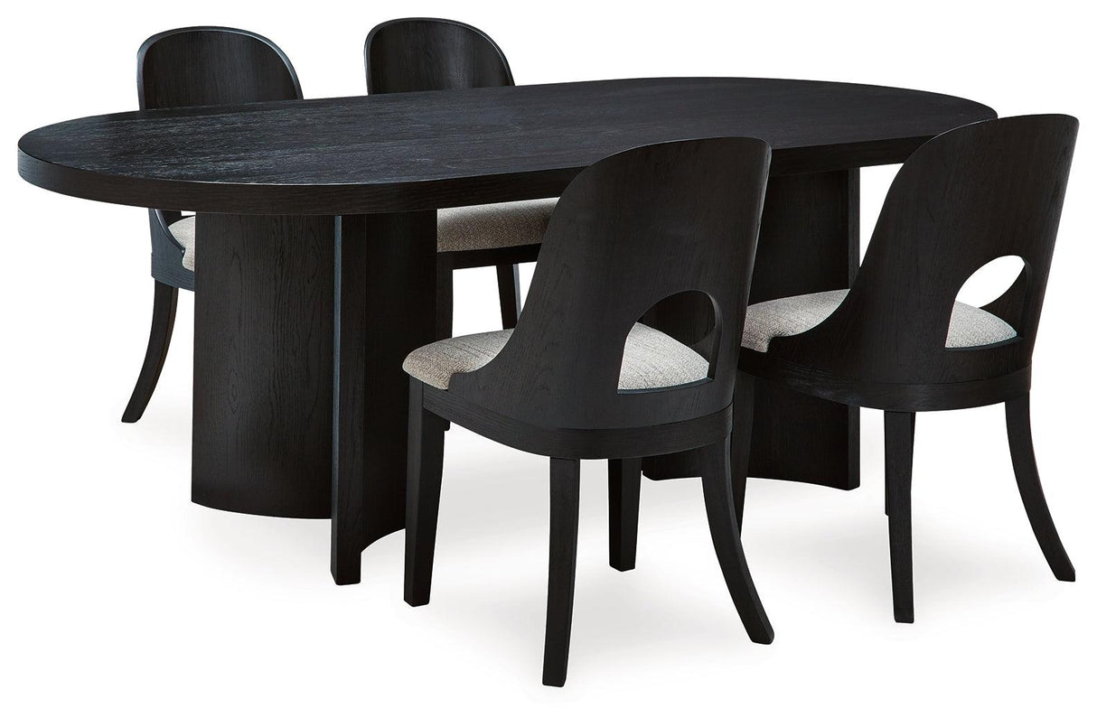 Rowanbeck Black Dining Table and 4 Chairs by Ashley at Eve Furniture