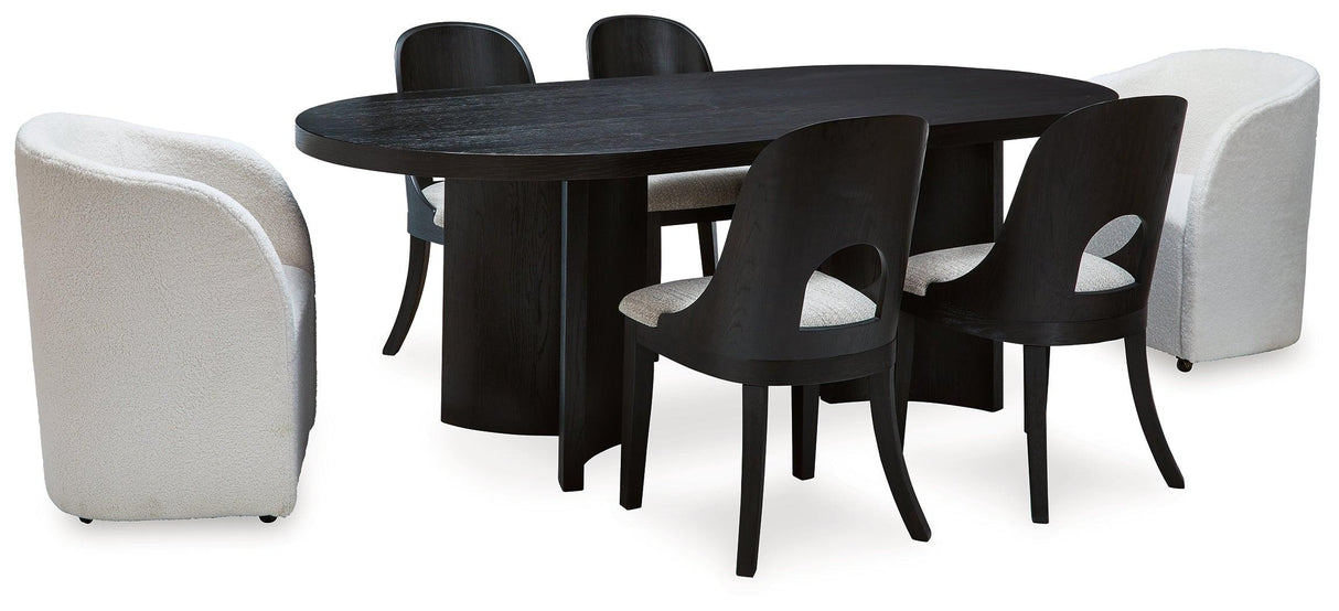 Rowanbeck Black Dining Table and 6 Chairs by Ashley at Eve Furniture