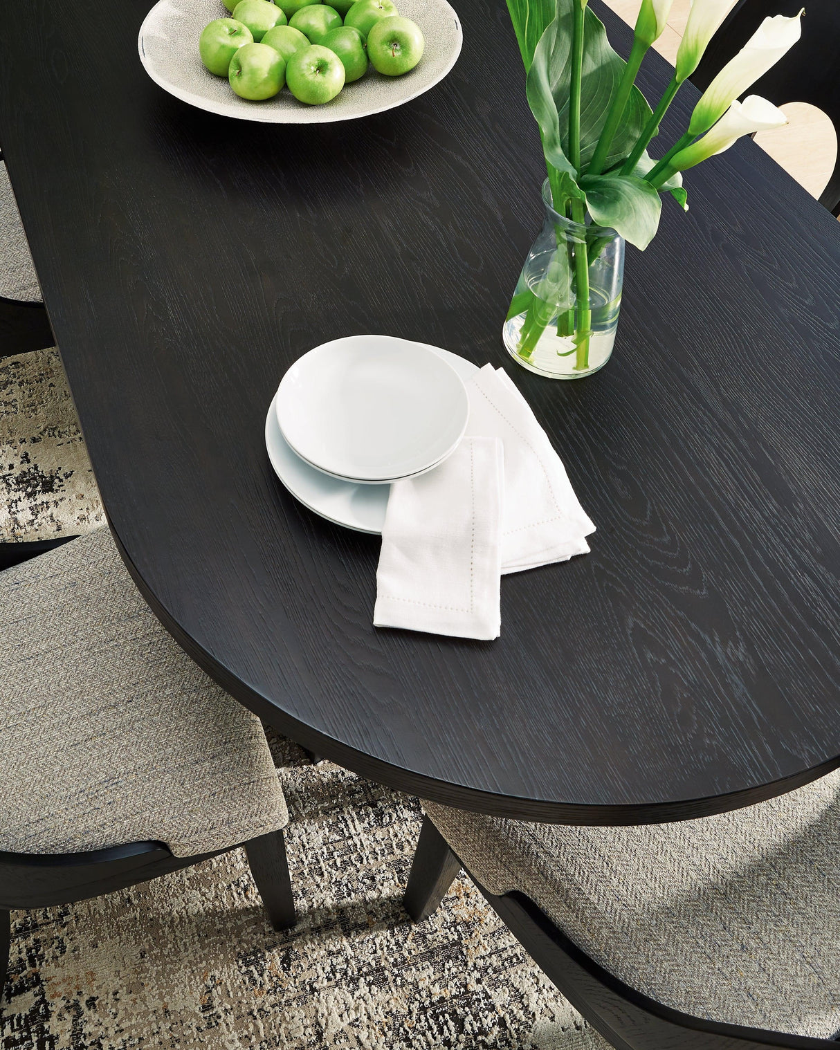 Rowanbeck Black Dining Table and 6 Chairs by Ashley at Eve Furniture