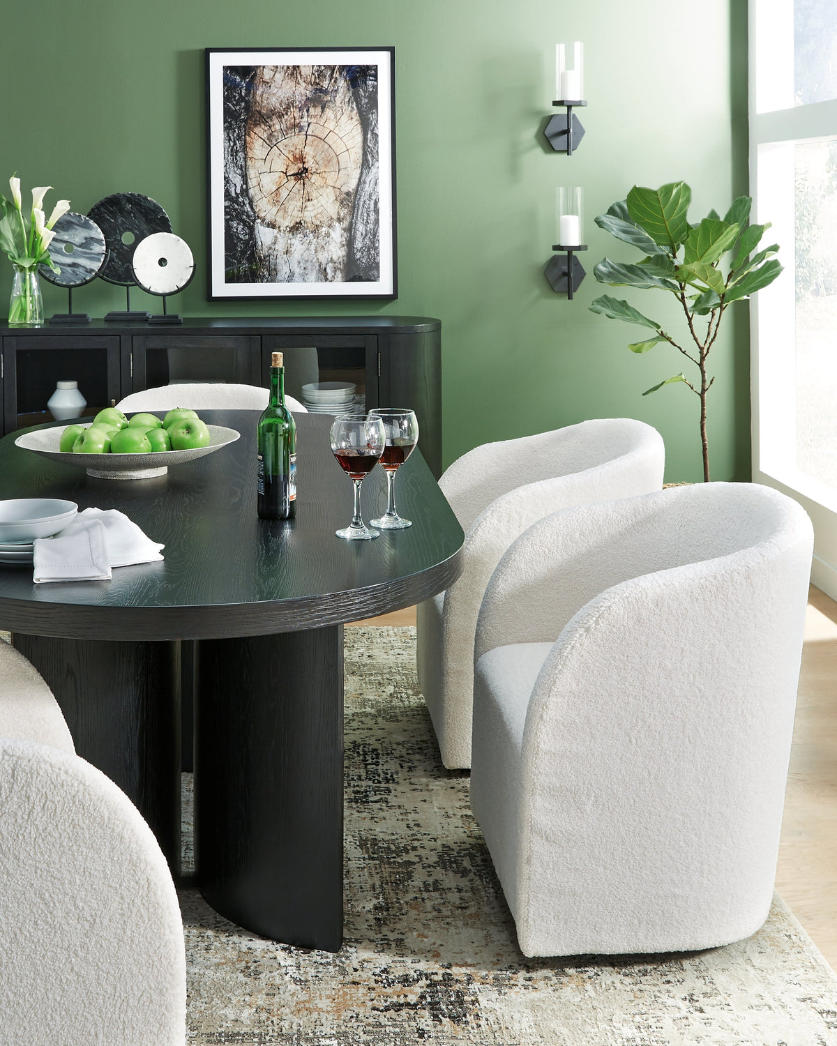 Rowanbeck Dining Table and 4 Chairs with Storage in Black by Ashley at Eve Furniture