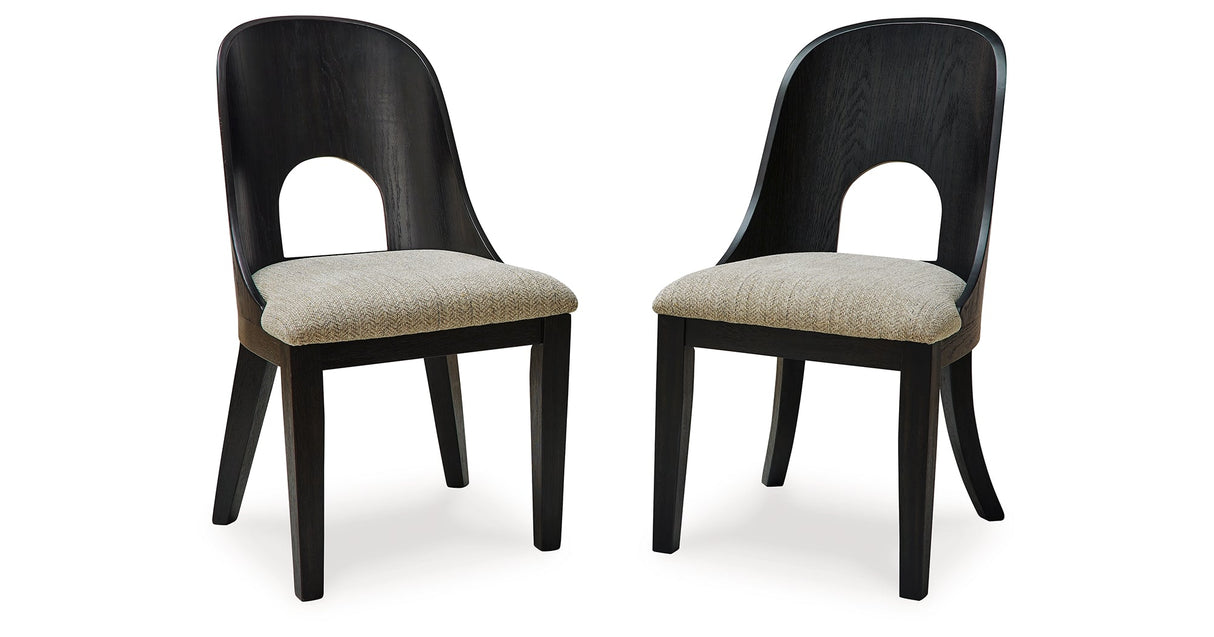 Rowanbeck Dining Table and 6 Chairs with Storage in Black by Ashley at Eve Furniture