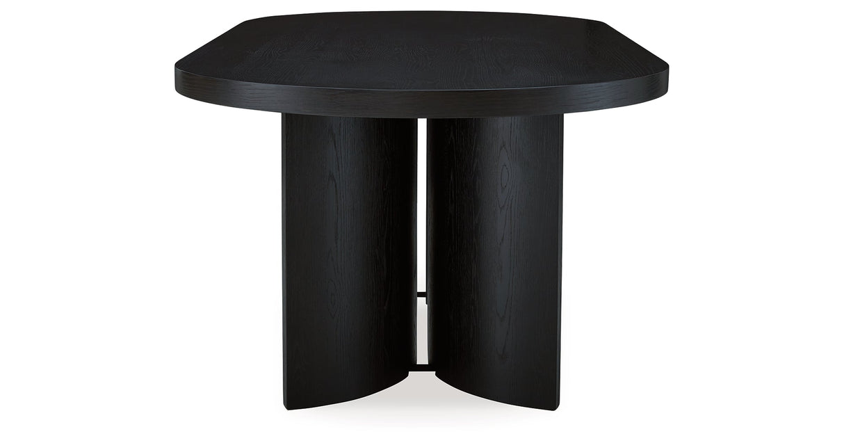 Rowanbeck Dining Table and 6 Chairs with Storage in Black by Ashley at Eve Furniture