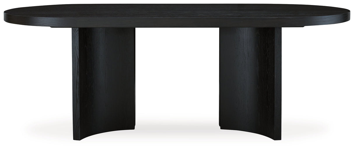 Rowanbeck Dining Table and 6 Chairs with Storage in Black by Ashley at Eve Furniture