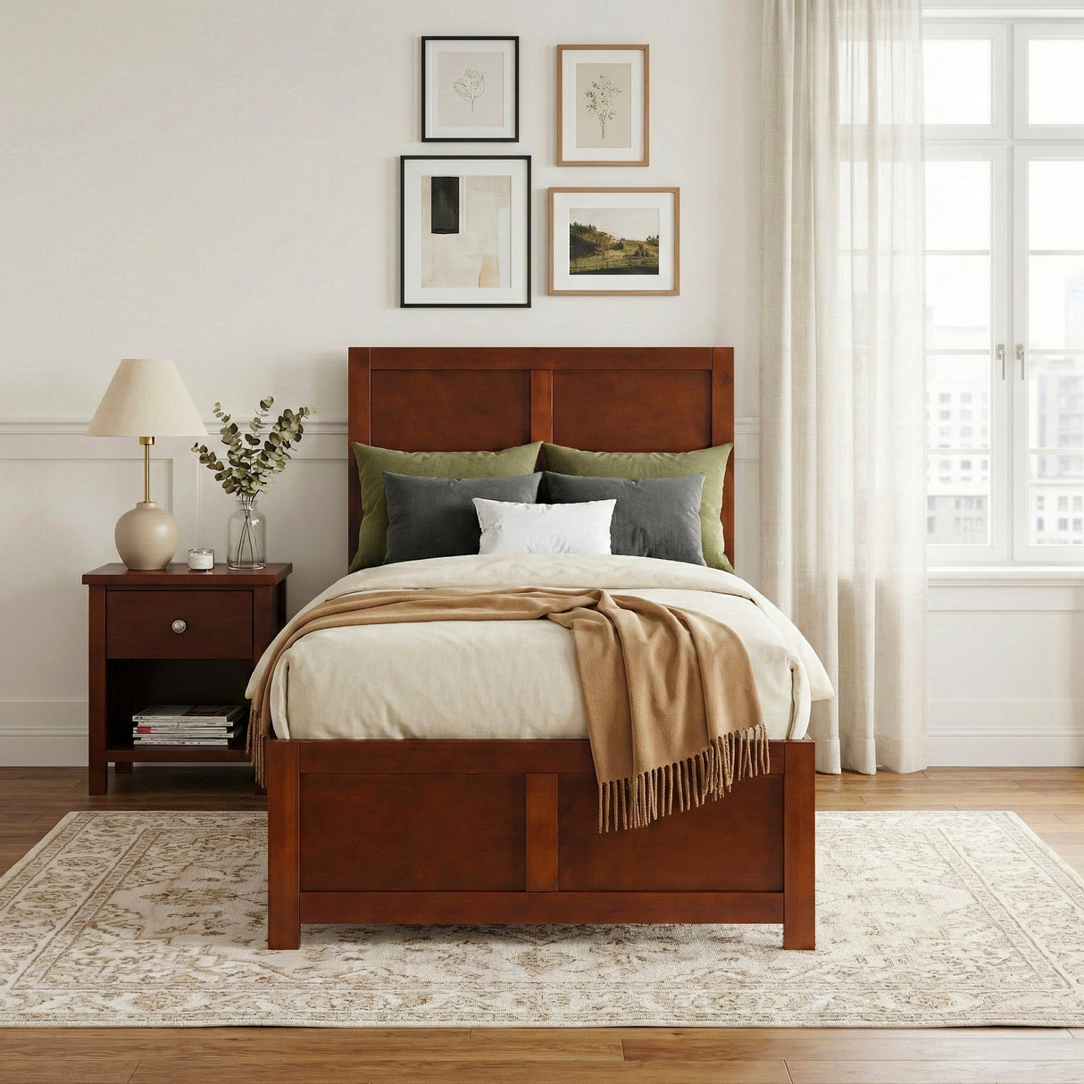 Rowe Dark Cherry Drawer Night Stand by Homelegance at Eve Furniture