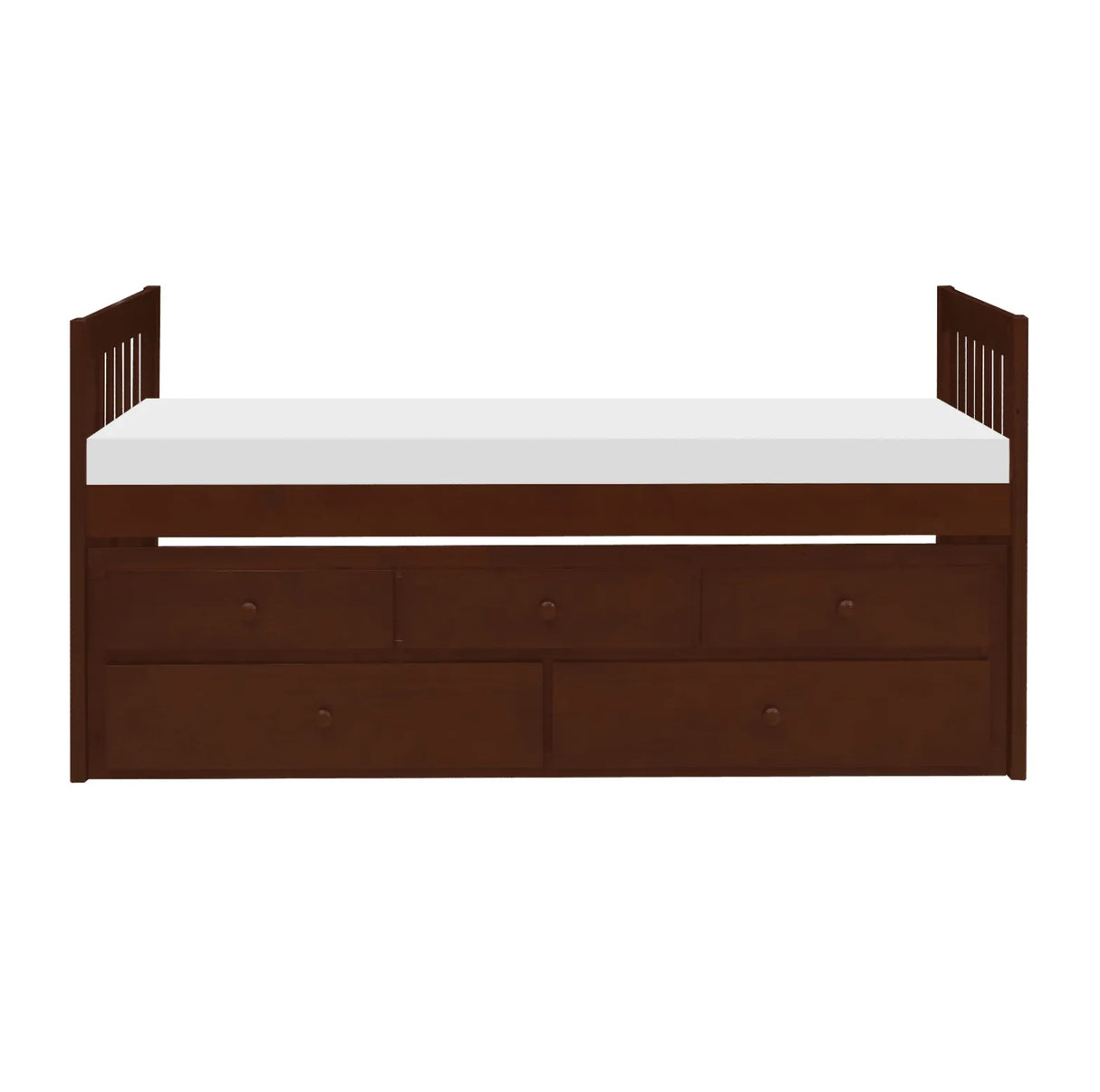 Rowe Dark Cherry Twin Captains Trundle Bed by Homelegance at Eve Furniture