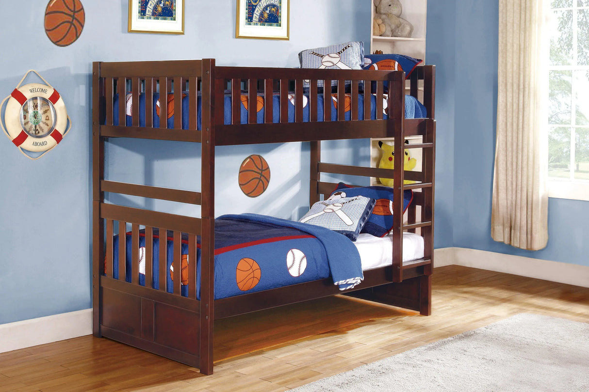 Rowe Dark Cherry Twin/Twin Bunk Bed by Homelegance at Eve Furniture