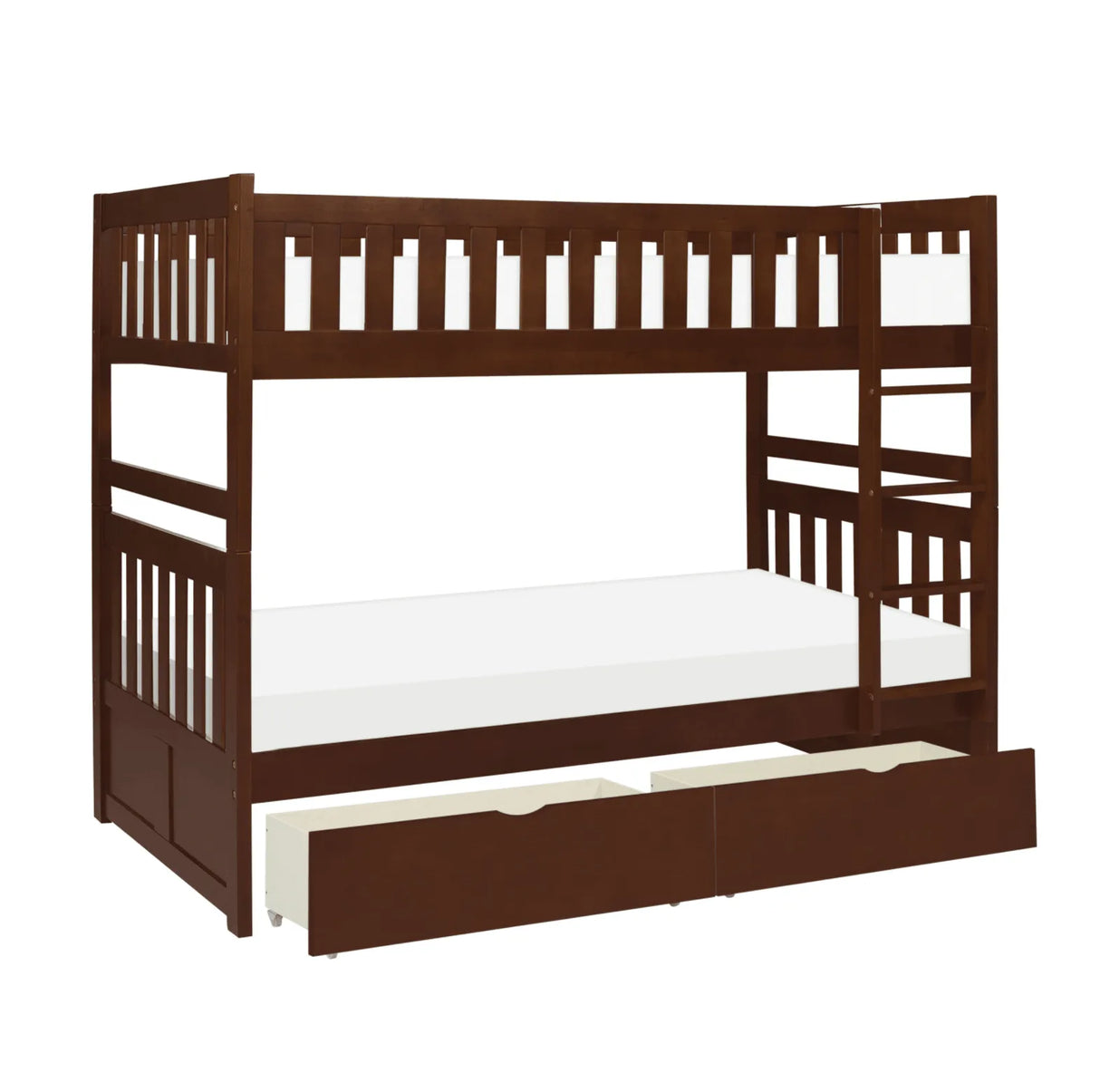 Rowe Dark Cherry Twin/Twin Bunk Bed with Storage Boxes by Homelegance at Eve Furniture