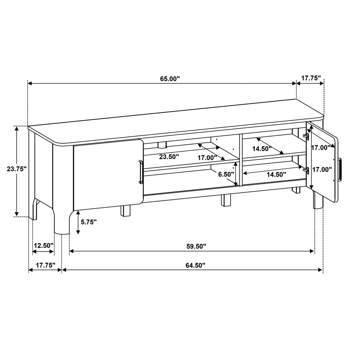 Rowe Light Oak 65-inch 2-door Wood TV Stand Media Console by Coaster at Eve Furniture
