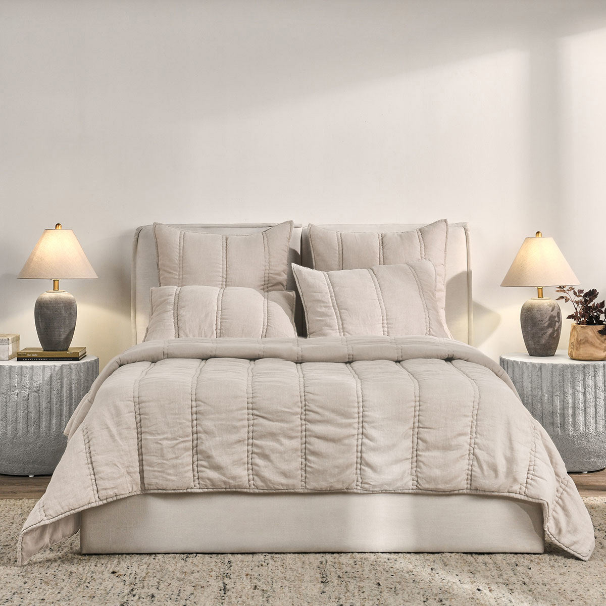 Rowen Taupe Quilt Collection by Classic Home at Eve Furniture