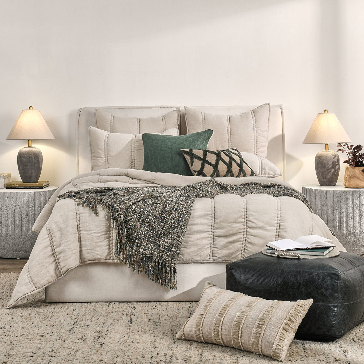 Rowen Taupe Quilt Collection by Classic Home at Eve Furniture