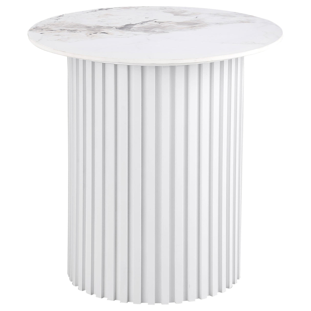 Rowena White 3-Piece Faux Marble Coffee and End Table Set by Coaster at Eve Furniture