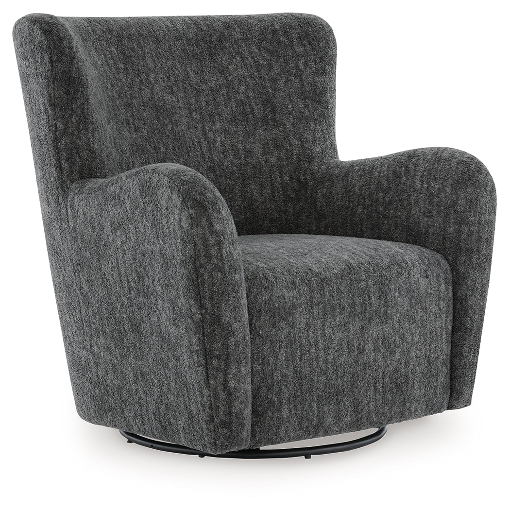 Rowenburg Heather Charcoal Swivel Glider Accent Chair