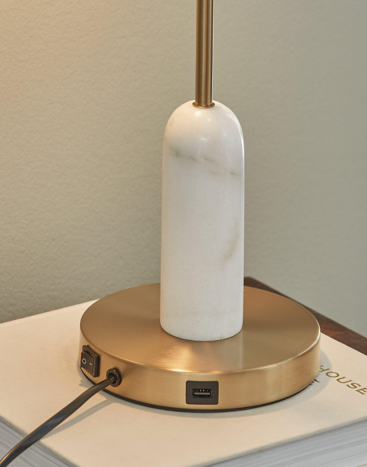 Rowleigh Gold Finish/White Desk Lamp by Ashley at Eve Furniture