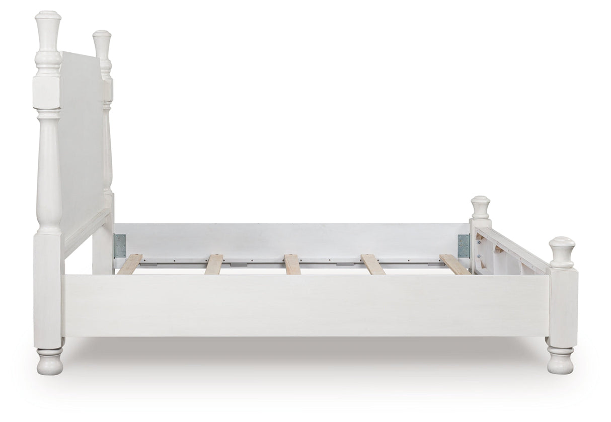 Rowlenstown Antique White California King Poster Bed by Ashley at Eve Furniture