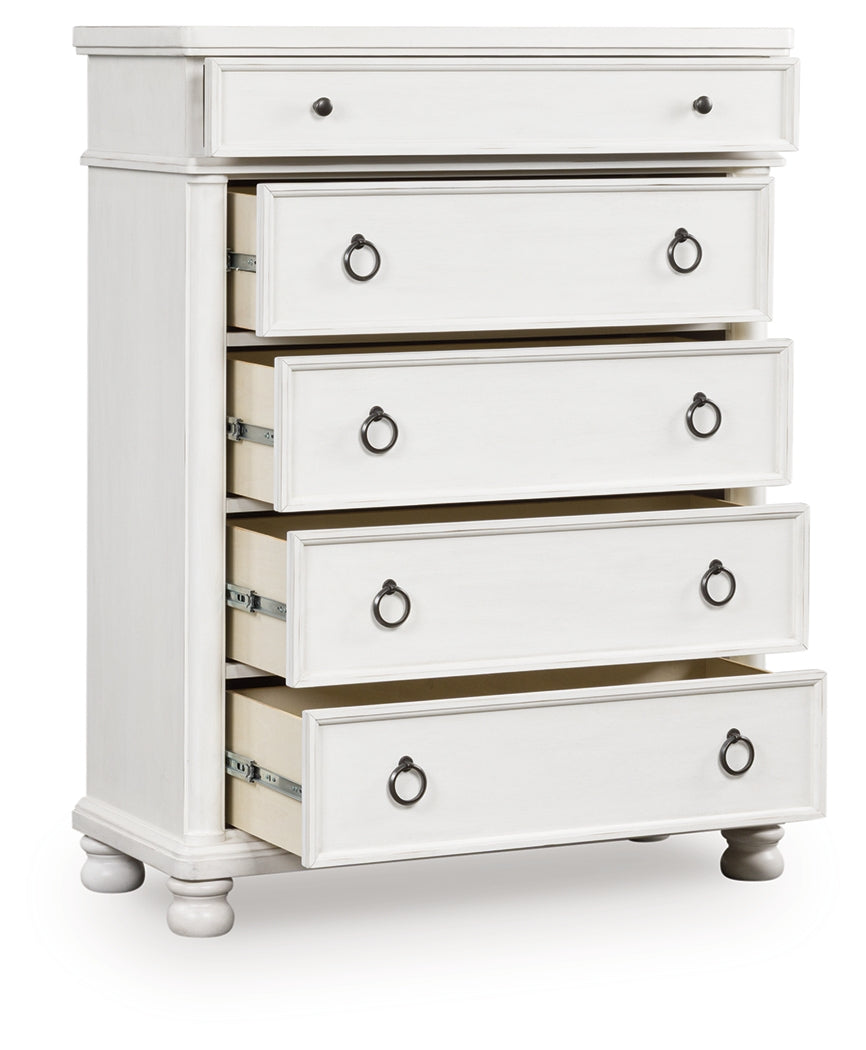 Rowlenstown Antique White Chest of Drawers by Ashley at Eve Furniture