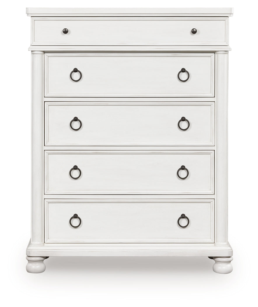 Rowlenstown Antique White Chest of Drawers by Ashley at Eve Furniture