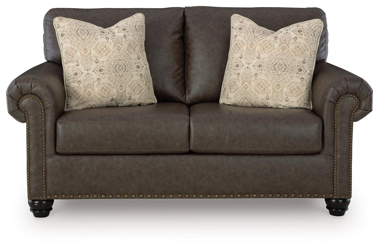 Roxmere Umber Loveseat by Ashley at Eve Furniture