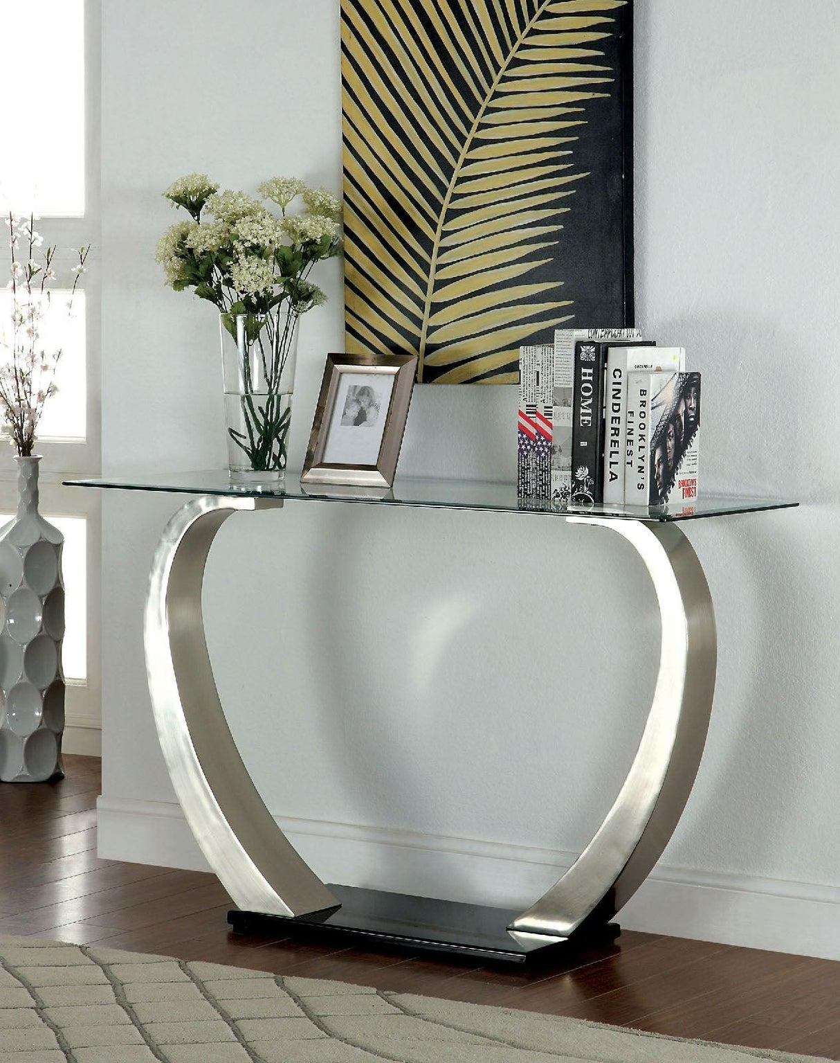 Roxo Satin Plated/Black Sofa Table by Furniture of America at Eve Furniture