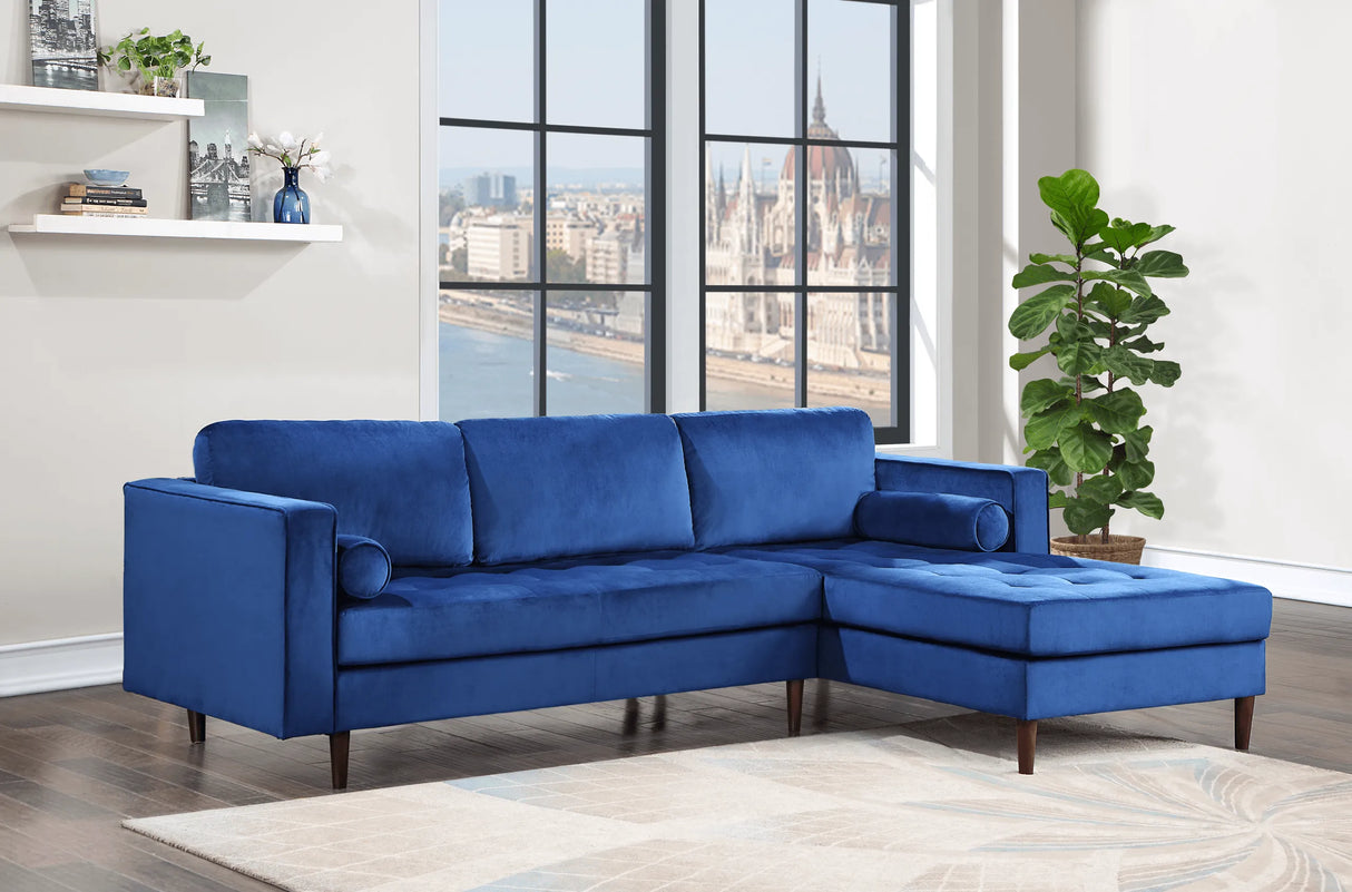 Roxy Blue Velvet Right Arm Facing (RAF) Sectional by Happy Homes at Eve Furniture