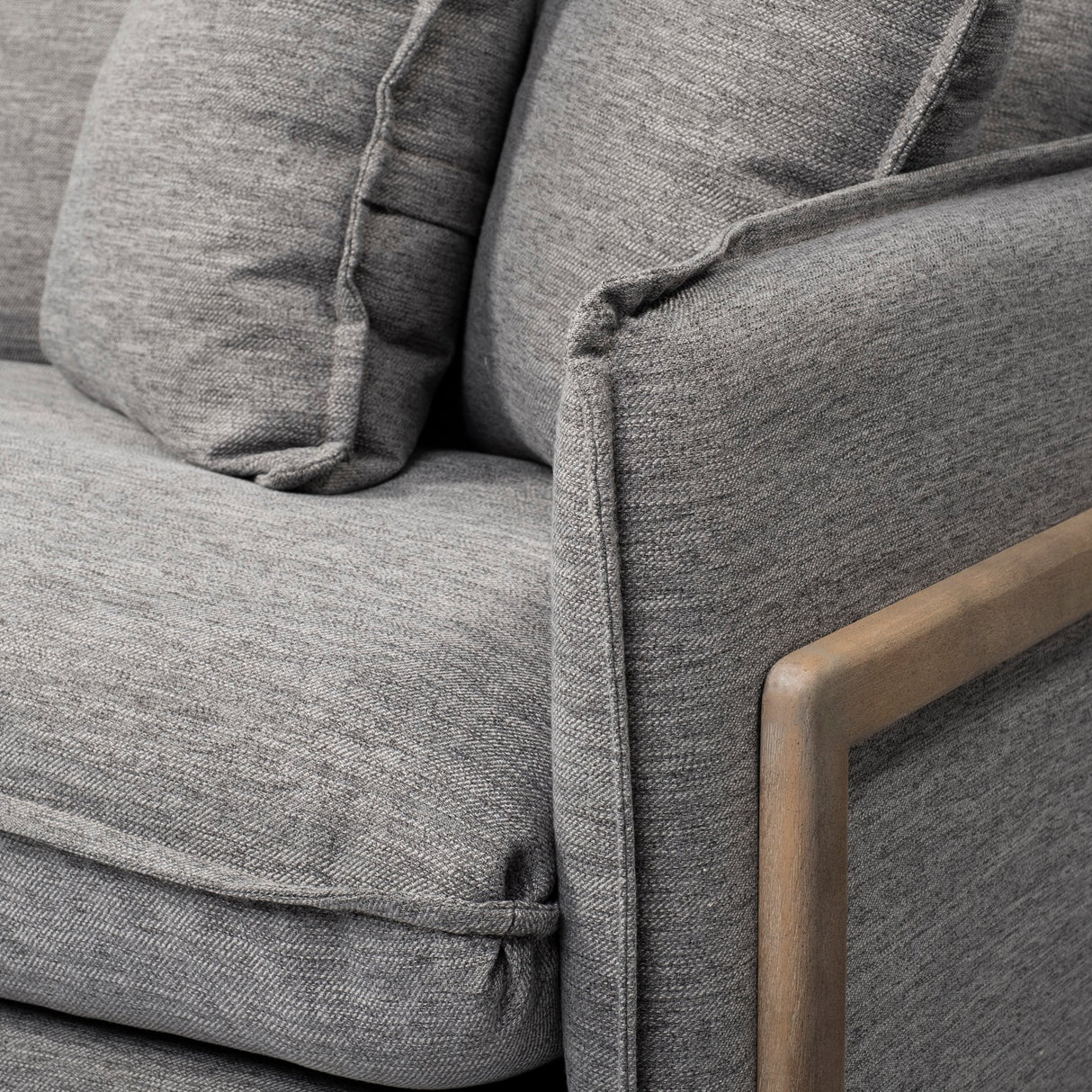 Roy I Castlerock Gray Upholstered Three Seater Sofa by Mercana at Eve Furniture