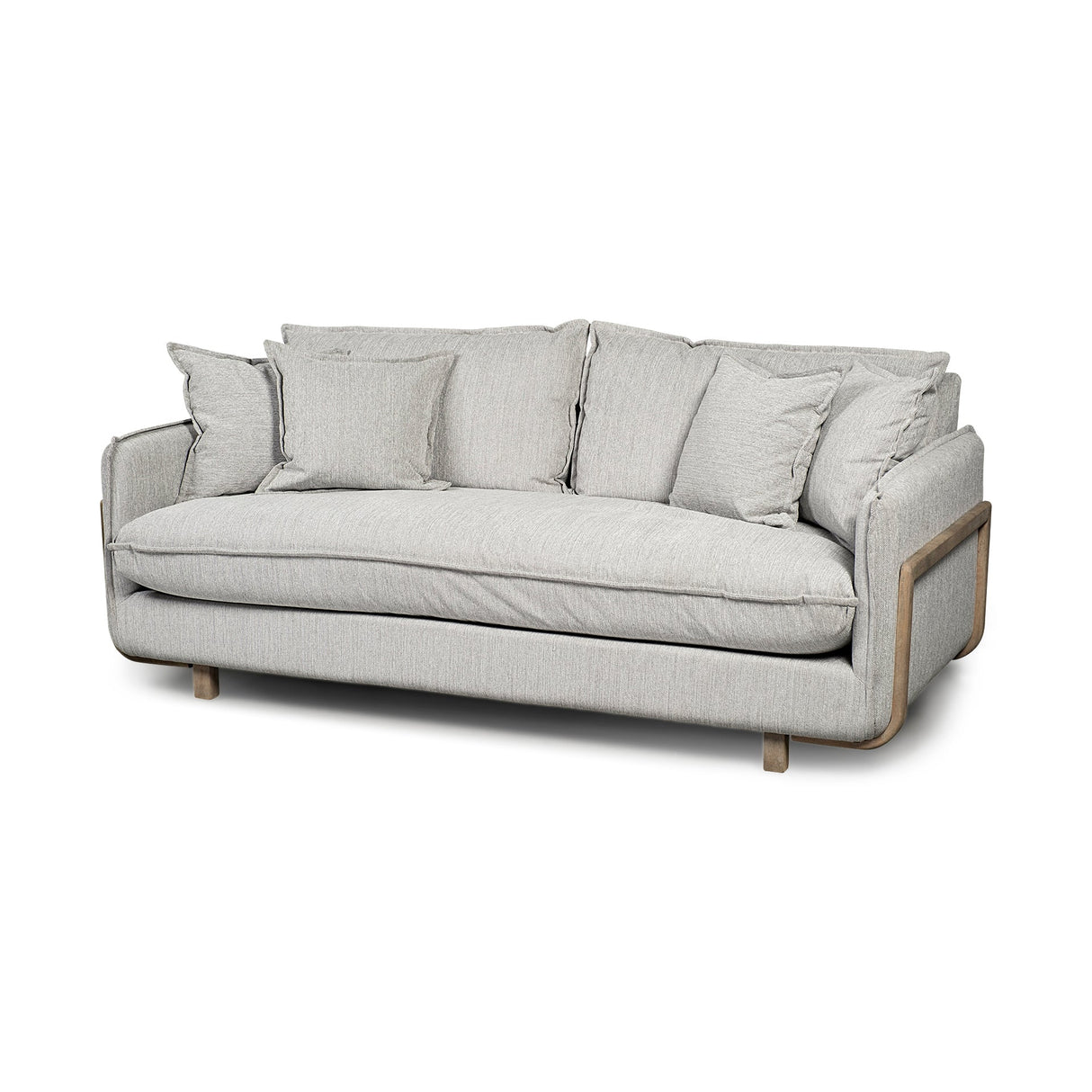 Roy I Frost Gray Upholstered Three Seater Sofa by Mercana at Eve Furniture