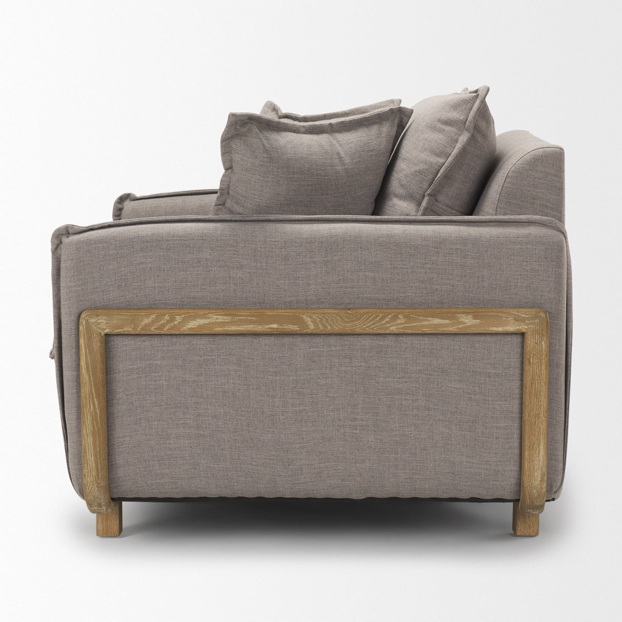 Roy II Flint Gray Upholstered and Brown Wood Frame Arm Chair by Mercana at Eve Furniture