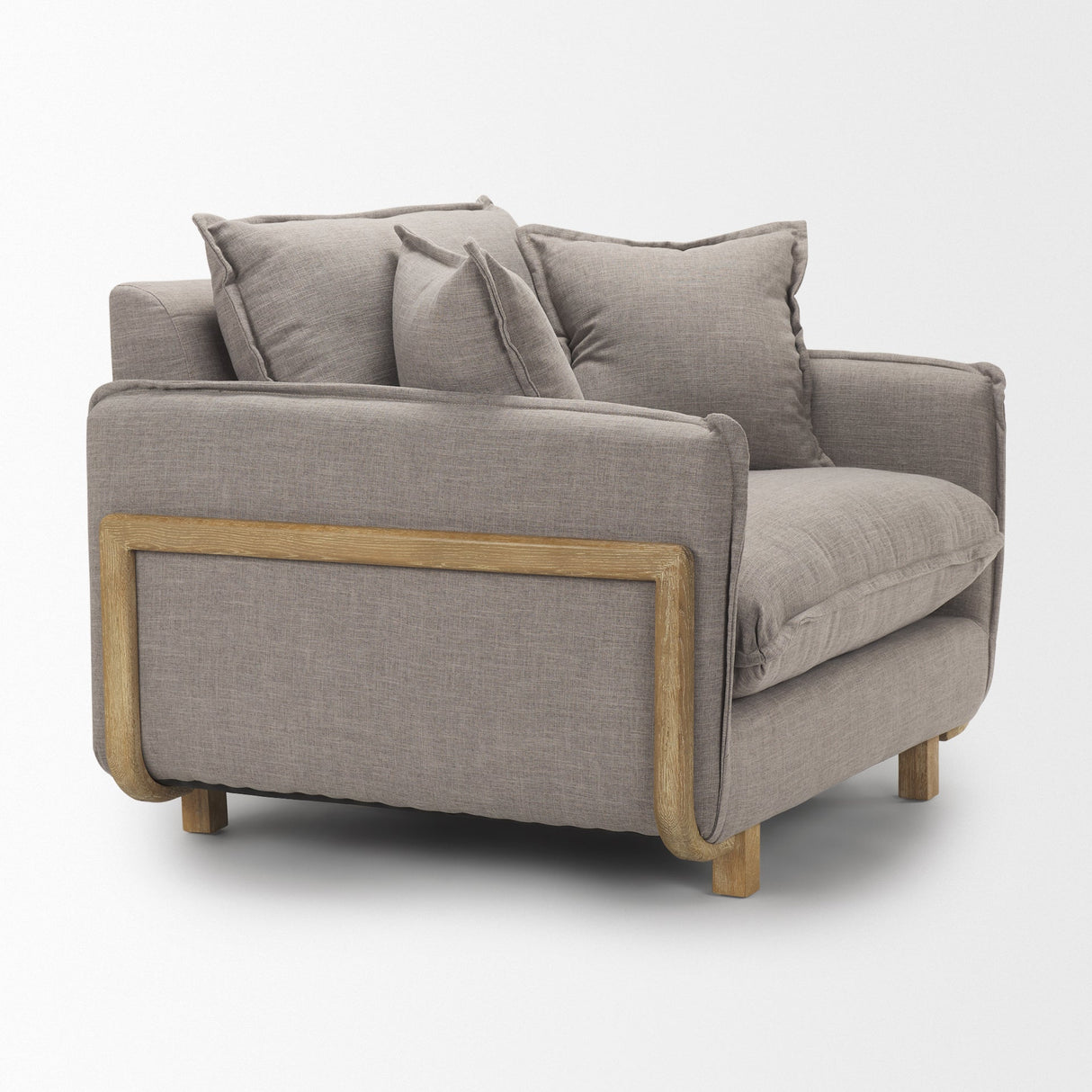 Roy II Flint Gray Upholstered and Brown Wood Frame Arm Chair by Mercana at Eve Furniture