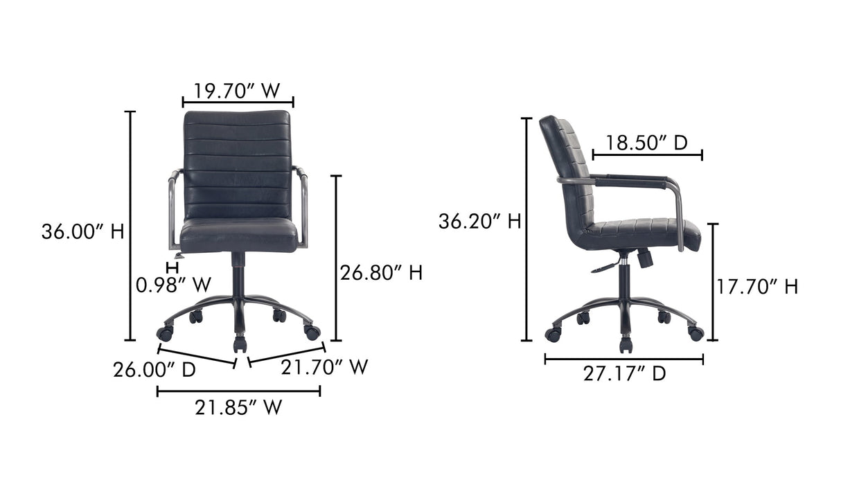 Roy Office Chair Black Leather by Moe's Home at Eve Furniture