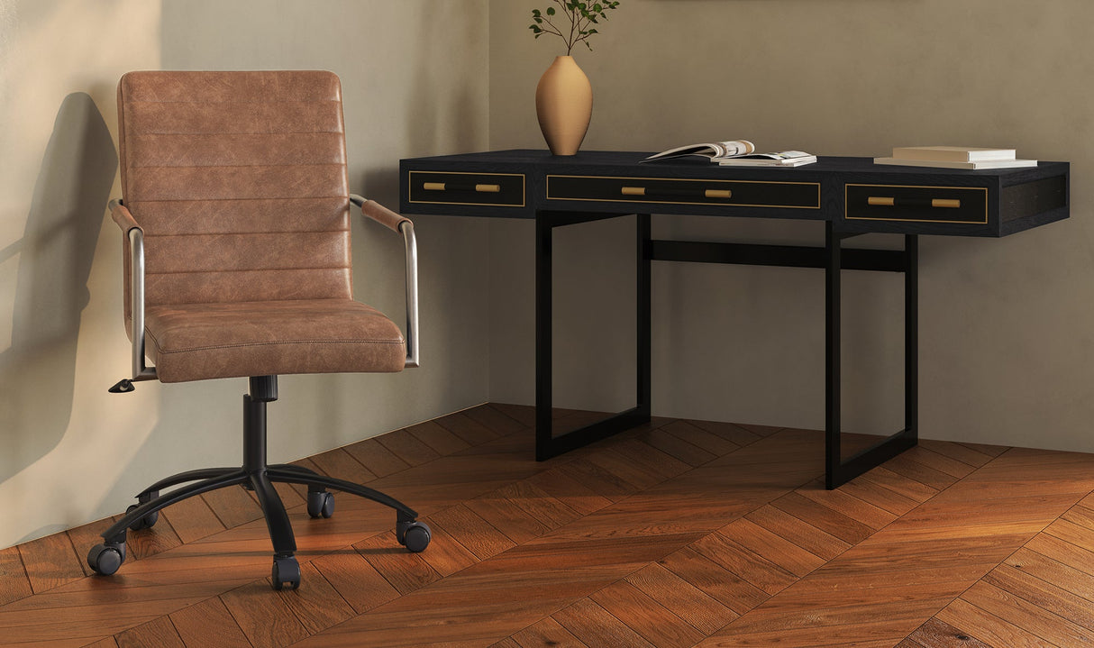 Roy Office Chair Open Road Brown Leather by Moe's Home at Eve Furniture