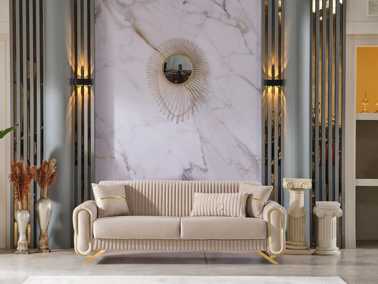 Royal 3-pieces (Sofa & Loveseat & Chair) Livingroom Set Beige by Furnia at Eve Furniture