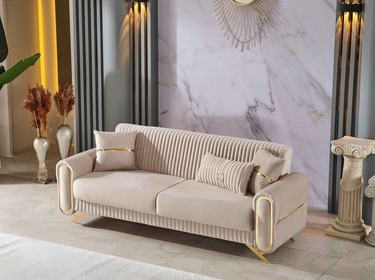 Royal Beige Convertible Sofa by Furnia at Eve Furniture