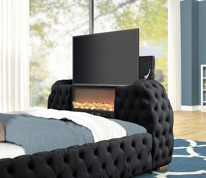 Royal Black Queen Platform Bed by New Era Innovations at Eve Furniture