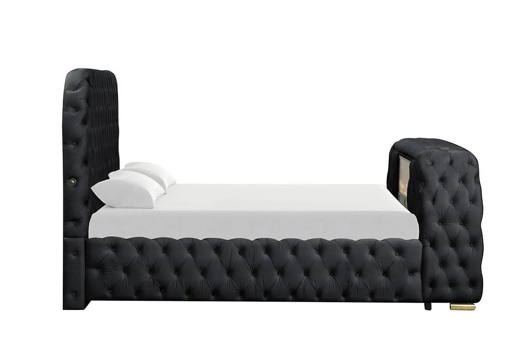 Royal Black Queen Platform Bed by New Era Innovations at Eve Furniture