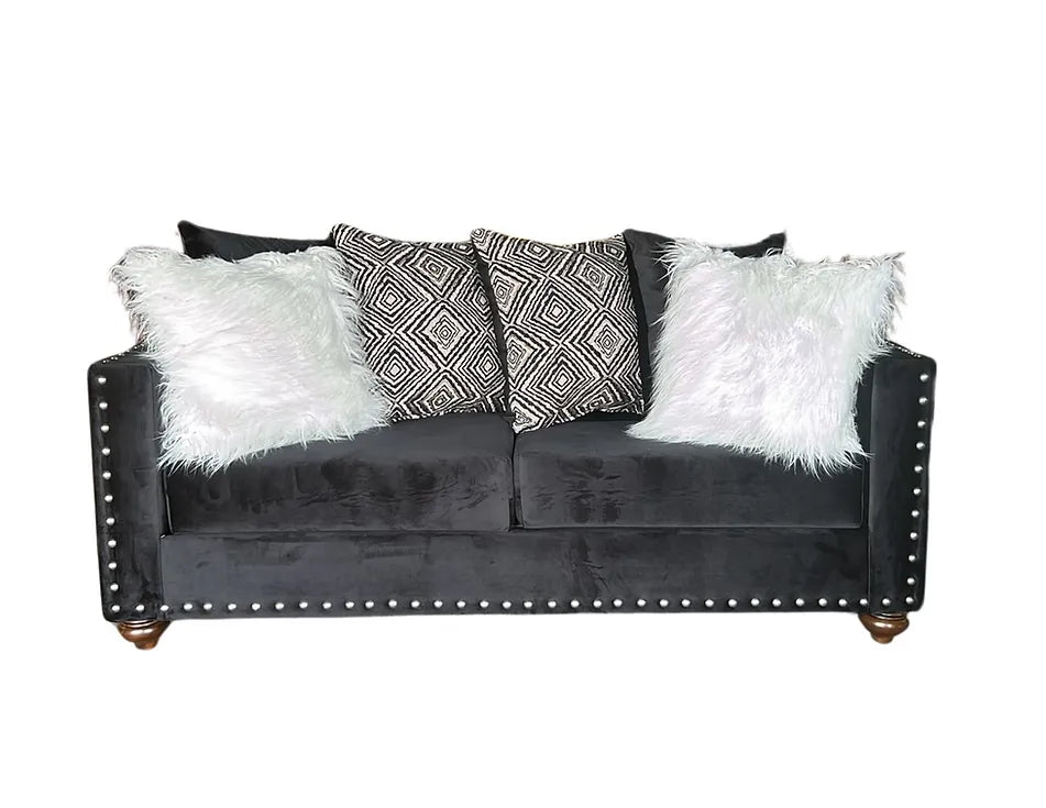 Royal Black Velvet Sofa & Loveseat by New Era Innovations at Eve Furniture