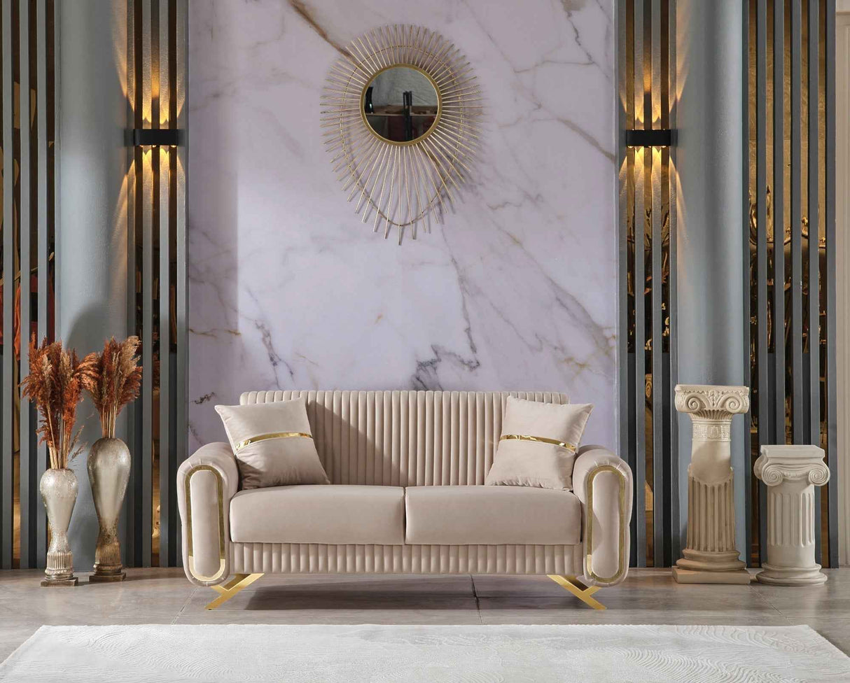 Royal Convertible Loveseat Beige by Furnia at Eve Furniture