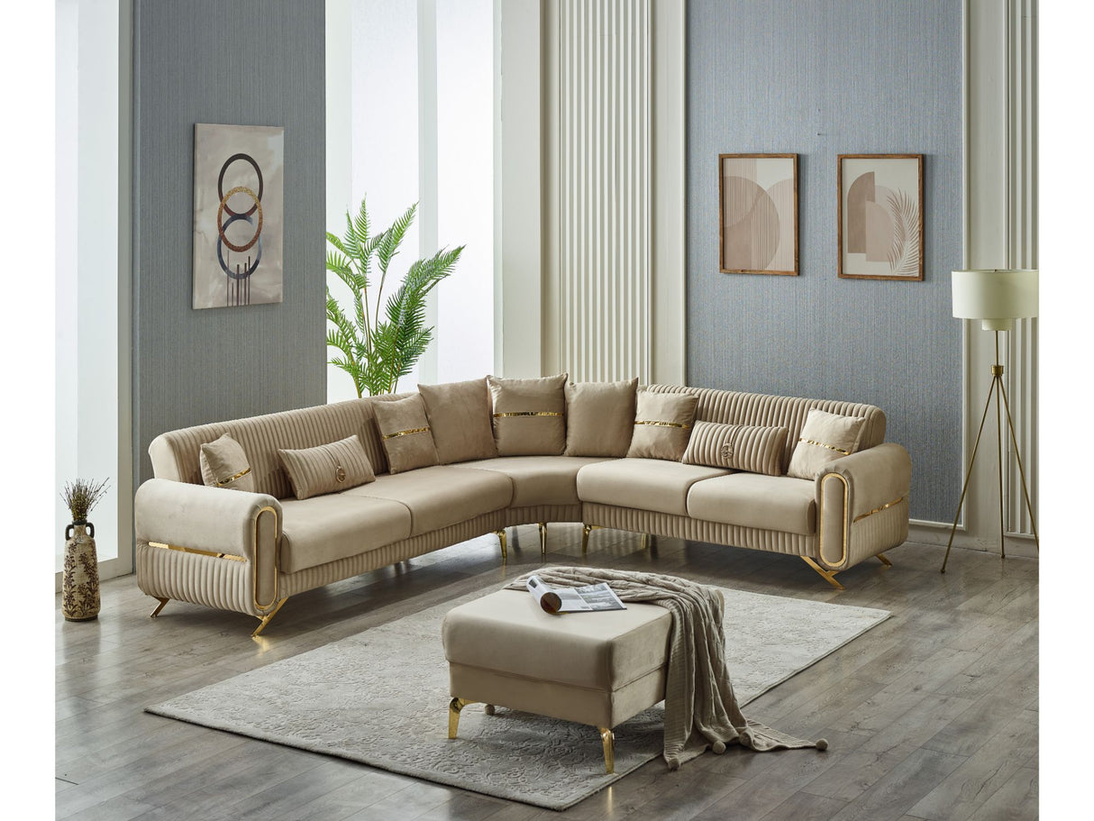 Royal Convertible Sectional Sofa Beige by Furnia at Eve Furniture